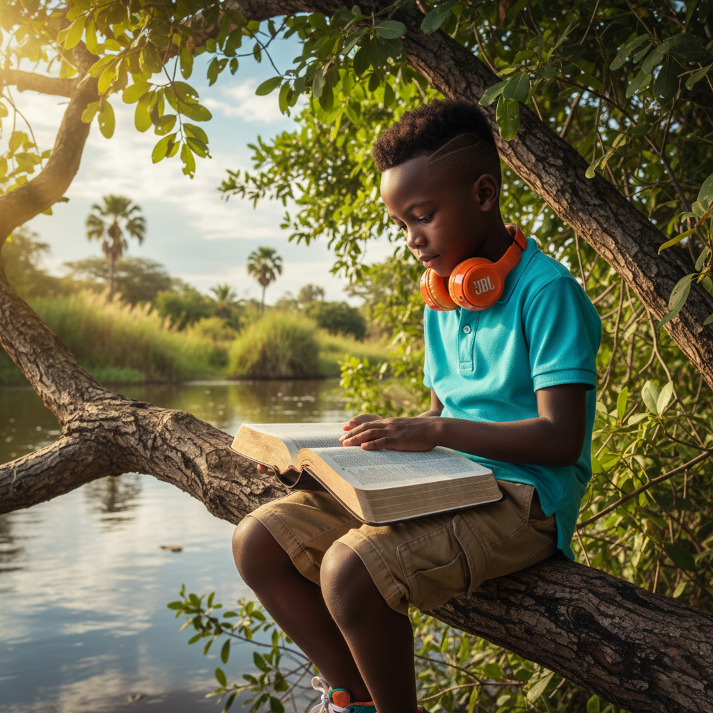 Boy Studying the Bible